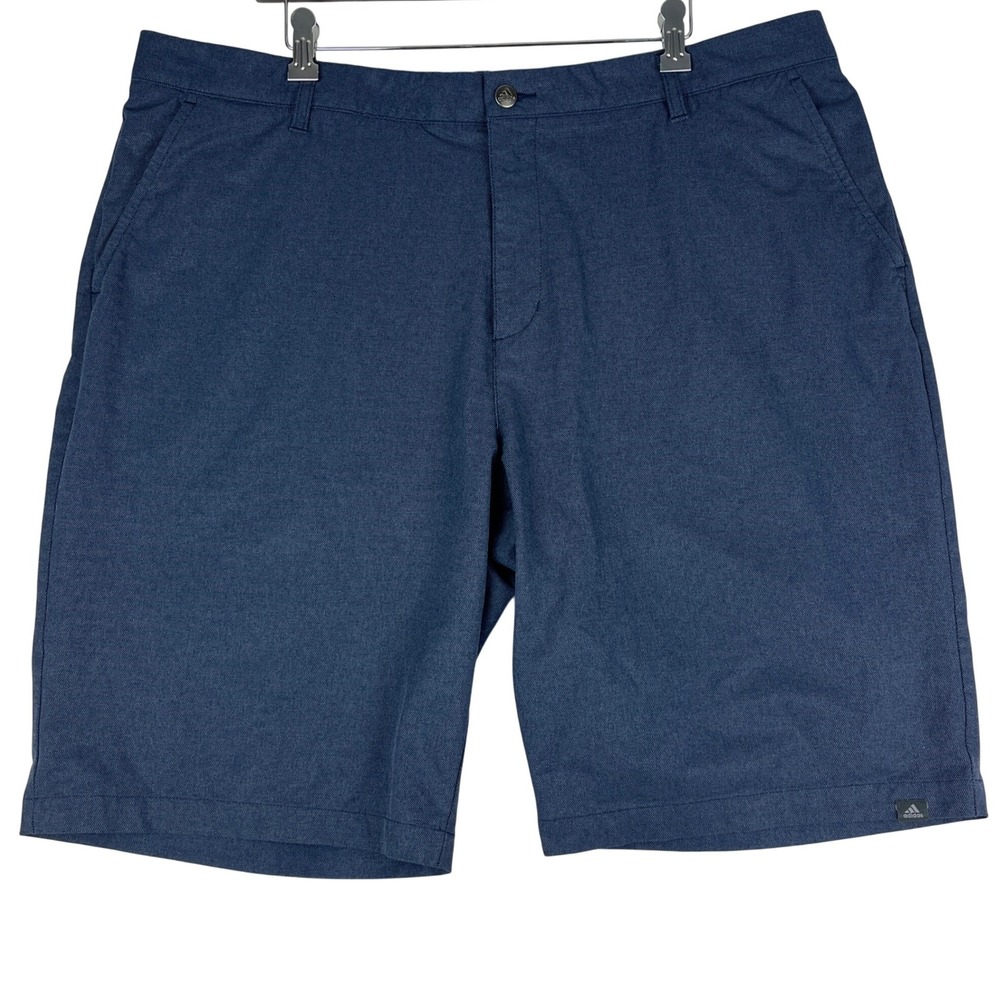Adidas Golf Shorts Mens 42 Blue Herringbone Stretch Performance Flat Front
